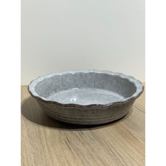 KOOV 10" Ceramic Pie Dish Round Baking Pan Reactive Glaze Variable Grey Kitchen - Picture 5 of 6